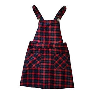 Allegra K Women's Adjustable Strap Above Knee Plaid Printed Overall Dress Suspen